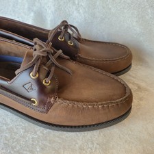 Sperry Top-Sider A/O 2-Eye Boat Shoes Men US 13 Brown Leather Lace