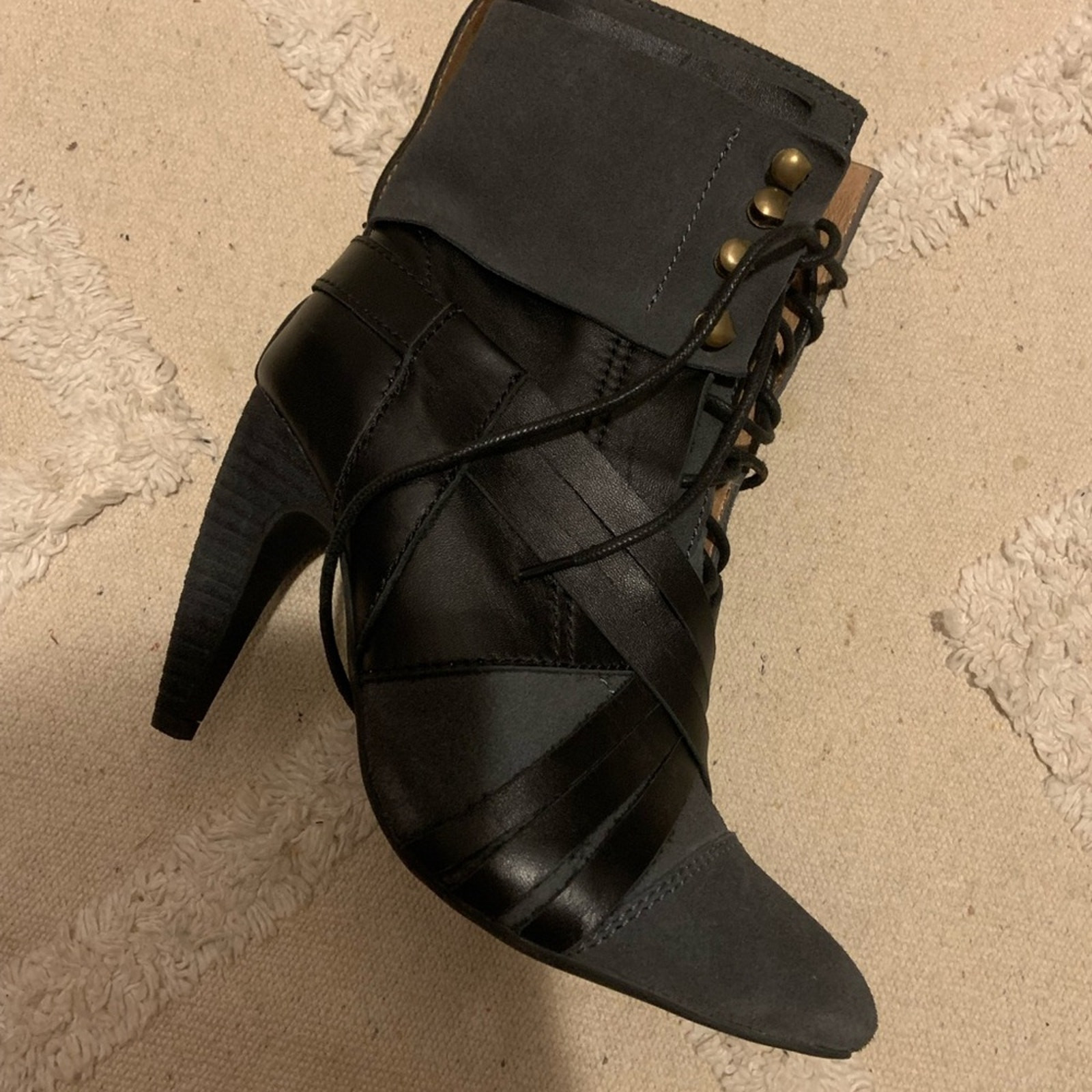 RARE free people x Jeffrey Campbell Bray Heeled Boot Black Gray Victorian boho image 10