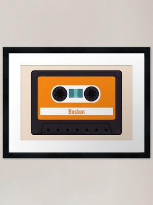 Boston - Retro Kassete gerahmtes Kunstwerk P gerahmt Wandbild Poster Leinwanddruck Bild