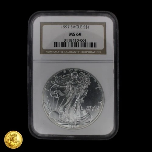 1997 American Silver Eagle NGC MS69 Brown Label -E470