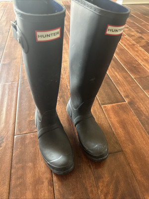Hunter Original Refined Tall Rain Boot Womens Black With Hunter  Liners