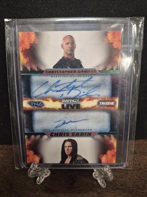 2013 Tristar Impact Wrestling Christopher Daniels Chris Sabin GREEN Dual Auto 50