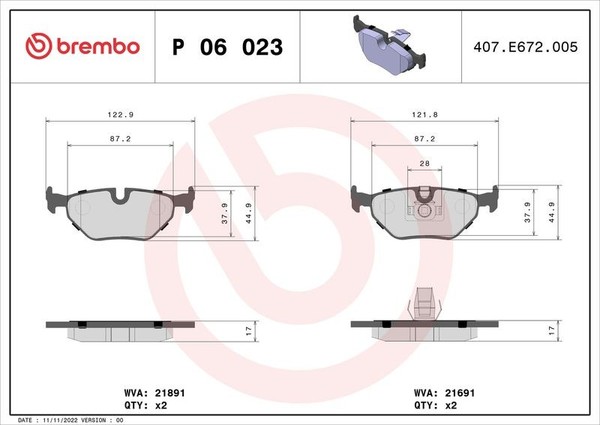 Brembo Bremsbelagsatz, Scheibenbremse P 06 023 FüR BMW Alpina-image