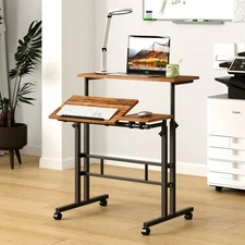 Normia Height Adjustable Mobile Standing Desk with Wheels