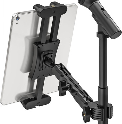 Ipad Mic Stand Mount, 360° Rotation Tablet Holder for Microphone Music Stand wit