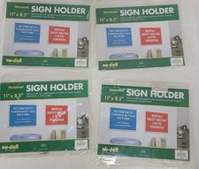 4 New Nu-Dell Horizontal Wall Sign Holders for 11"x 8-1/2" Clear Acrylic 38008 