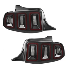 Glossy Black & Red LED Sequential Turn Signal Taillight Pair Mustang 2010-2014