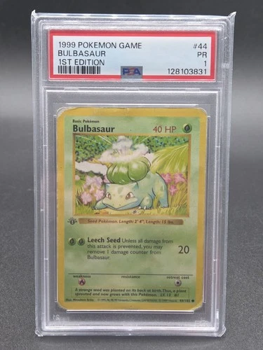 1999 Pokemon Game Bulbasaur 1st Edition #44 Vintage Base Set - PSA 1
