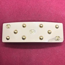 Authentic Chanel Plastic Barrette in Pink Beige and Gold as-is