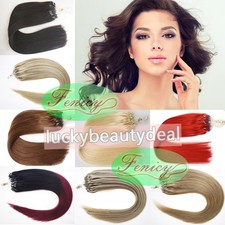 Micro Ring Beads Loop Hair Extensions Real Human Hair Double Drawn Full Head 1G