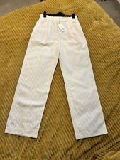 Aritzia The Effortless Pant Pinstripe Linen Trousers High Rise Wide Leg 