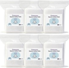 Large Square Cotton Pads 180 Count - 30 Count Pack of 6 3.54 x 4.33 ,100