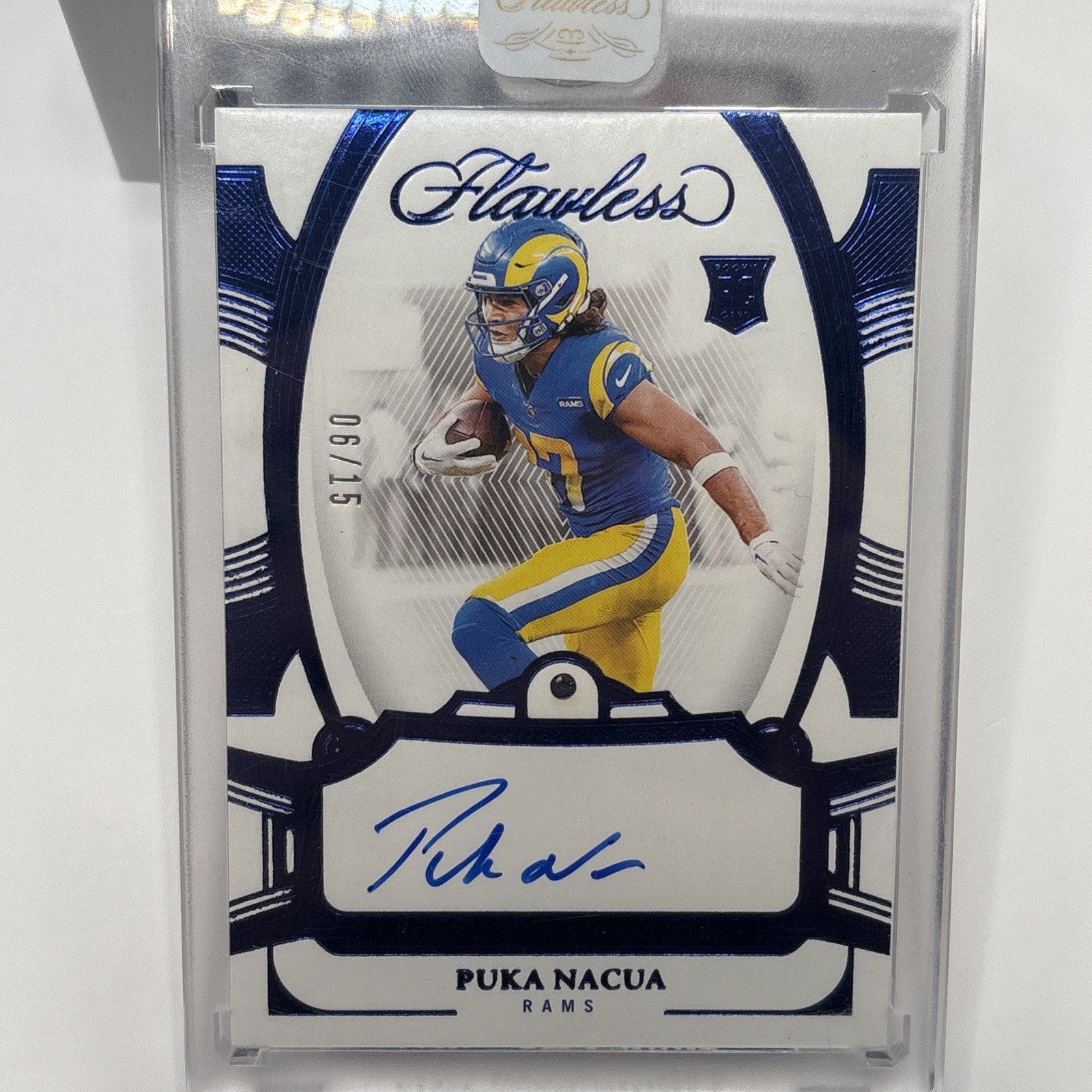 Puka Nacua Panini Flawless Rookie Gems Signatures #RGSPNA Sapphire