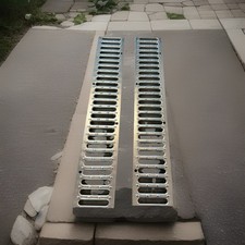 QTY 2 NDS 4" Wide x 24" Long Channel Drain Grates, Galvanized Steel
