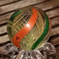 German Handmade Latticinio Core Swirl Marble. .3/4" Nm. Bright Color Combo