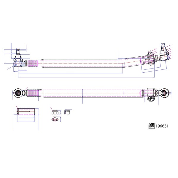 Lenkstange Mit Sicherungsmuttern febi Prokit 196631 Passend FüR Volvo Trucks-image