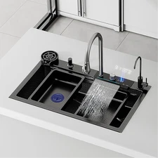 Premium 31.5 * 17.7 in Waterfall Sink - Drop In Workstation, 304 Stainless St...