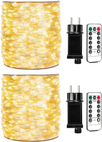 LED Lichterkette 2×30M 300 Leds Warmweiß Kupferdraht Mit Fernbedienung FüR Deko-image