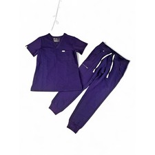 Figs Women's XS Scrub Set V-Neck Top Jogger Pants - Deep Purple
