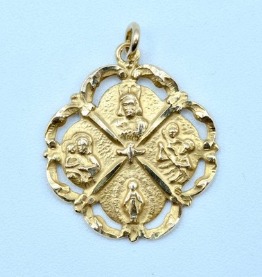 14k Gold Katholische Skapulier Medaille Anhänger - Vintage Religiös Charm - 4,7g