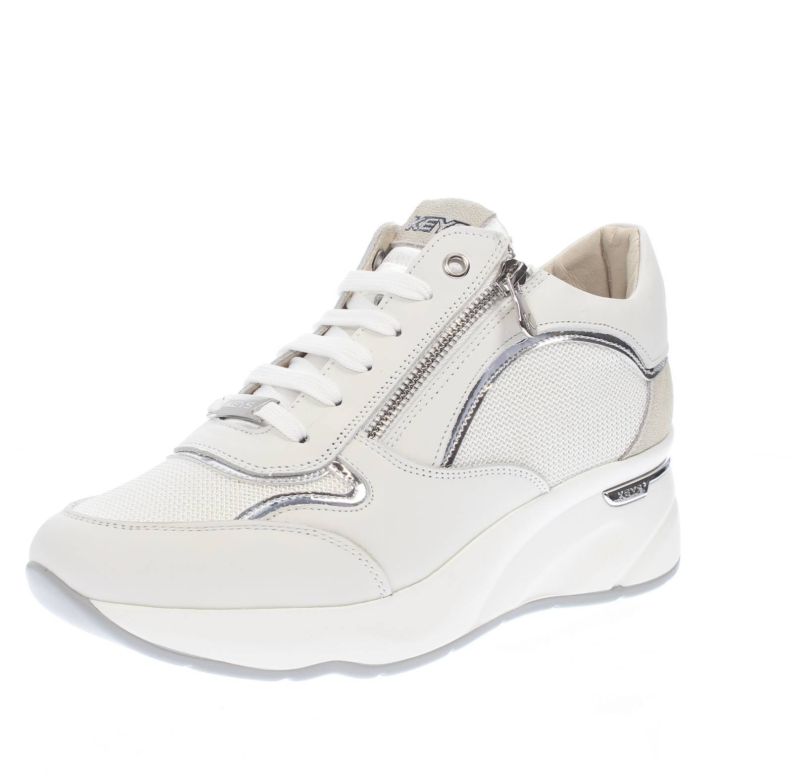 Keys hohe Sneaker mit Keilabsatz und Reiverschlssen wei - Gre 40 27cm Damenschuhe 14690₽