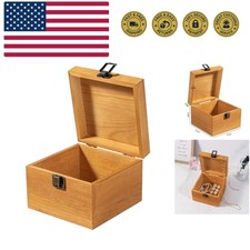 Vintage Wooden Storage Box Container with Hinged Lid and Front Clasp, 5.4'' x...