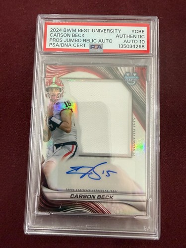 Carson Beck 2024 Bowman Best U Jumbo Jersey Auto PSA 10 Auto Grade