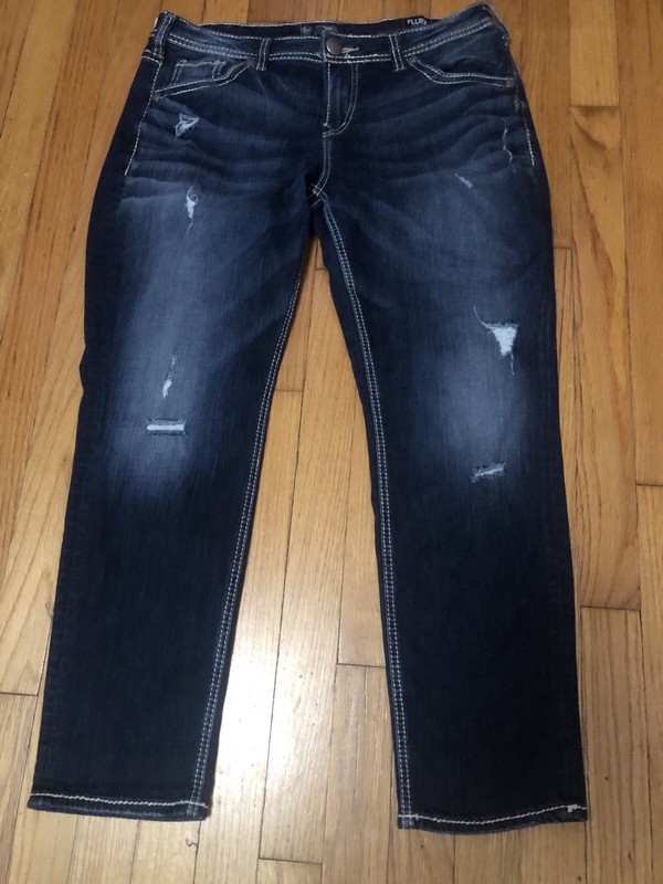 NwOt Women’s Silver Jeans Boyfriend Distressed Stretchy Fluid Denim Size 31x25