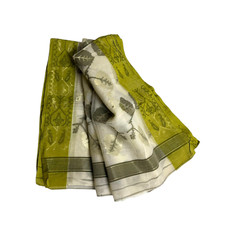 Metallic Saree Indian Vintage Used Embroidered Sewing Sari Fabric Drape Dress 5Y