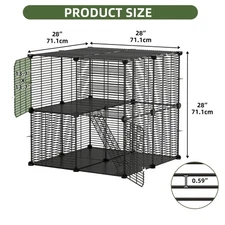 Uforic 2-Tier 28" Cat Cage & Playpen–Metal Indoor Enclosure for 1-2 Cats,Rabbits