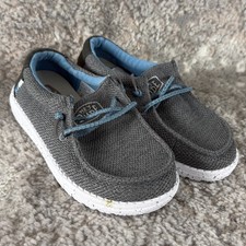 Hey Dude Boys Size YT1 Wally Youth Sox Sharkskin Gray Lace 40049-1IM