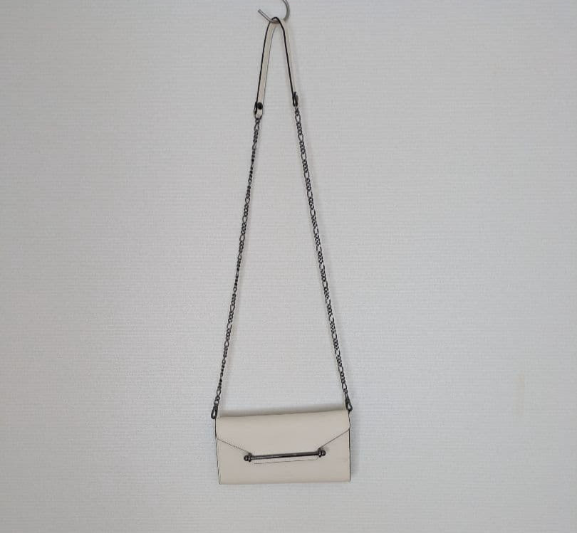 Strathberry Multress Chain Mosaic Shoulder Wallet Leather White Bag Good Japan
