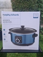 Morphy Richards Slow Cooker, 3.5L Sear and Stew, Accents Metallic Blue 460023