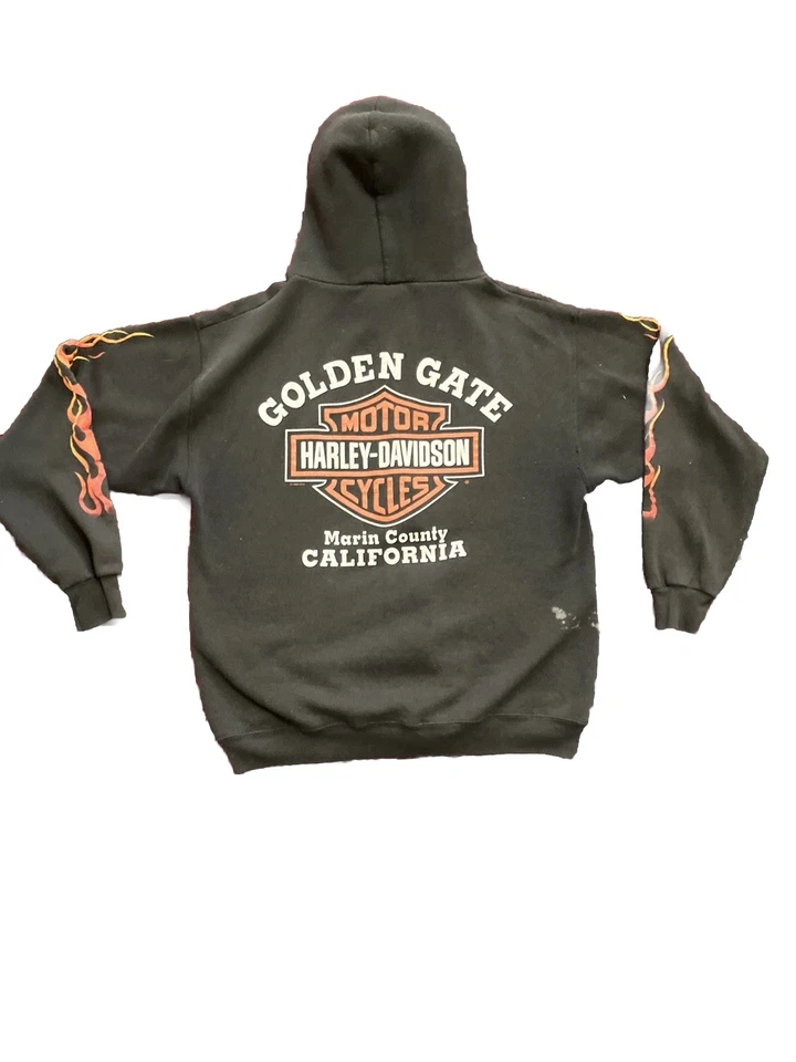Vintage Harley Davidson Flame Hoodie Medium Distressed  - Image 2 of 4