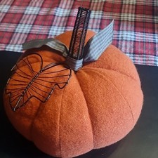 Plush orange pumpkin fall Thanksgiving figure decor leaf plaid