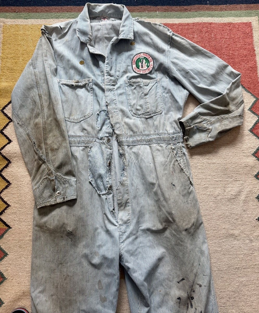 50's UNION MADE BY Lee ヴィンテージ スクラップ 当時物 VTG 1940s-50s Lee Union Alls Union Made Hickory Stripe Coveralls