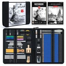 KALOUR 113PCS Drawing Set, Professional Sketching Kit with 3-Color