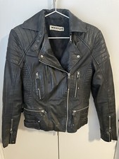 Whistles Black Leather Biker Jacket Size 8 