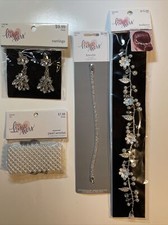 Combo Lot 4 PCs Studio His  Hers WEDDING Set: Earrings- Headpiece- Bracelets
