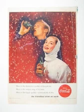 Vintage 1956 Coca-Cola Print Ad The Friendliest Drink On Earth Bubbles Couple