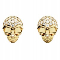 Goldene Totenkopf-Ohrringe Mit Funkelnden Zirkonia