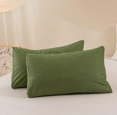 Copripiumino Queen 100% Cotone 3 Pezzi Copripiumino con Chiusura Cerniera (Verde) - Foto 3 di 3