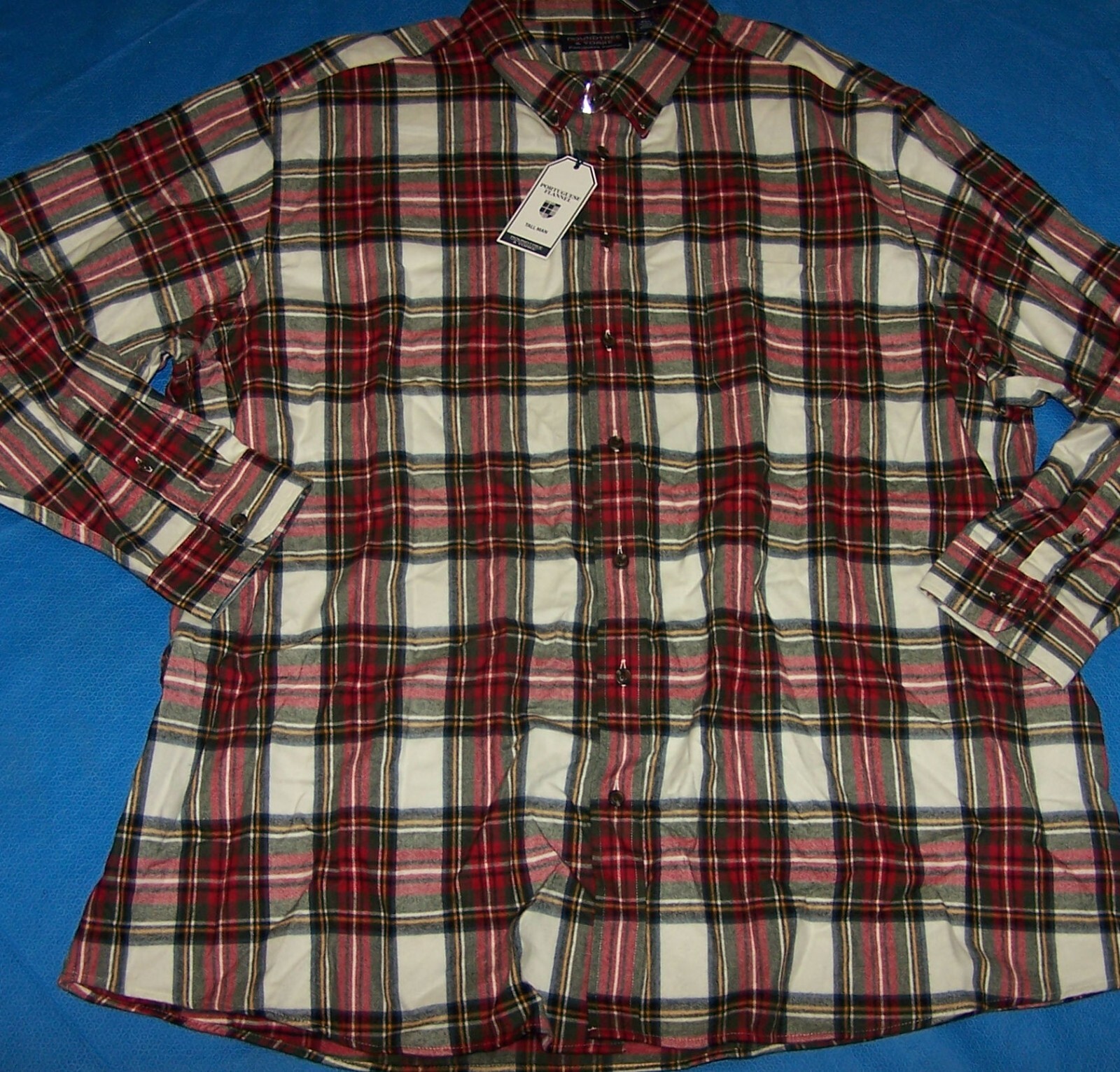 Size 4XT  Mens Long Sleeve Roundtree & Yorke Portuguese Flannel Shirt (Plaid)
