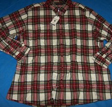 Size 2XB Mens Long Sleeve Roundtree  Yorke Portuguese Flannel Shirt Plaid 