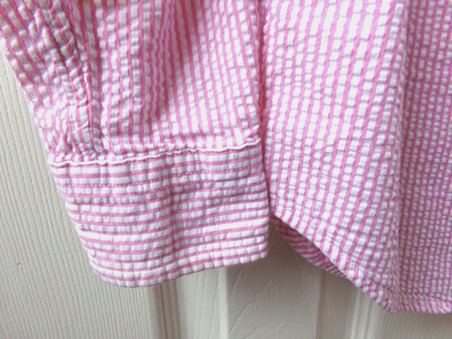 Ralph Lauren rosa Seersucker camicia elegante con bottoni 5 ragazzi a righe $55 vintage POLO - Foto 12 di 24