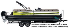 Green Grey Modern Wavy Graphic Wrap Kit Decal Bass Fishing Boat Vinyl Pontoon US