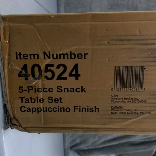 Nathan 5 Piece Snack Table Set Folding Wood Tray Tables Cappuccino W/ Stand - Picture 5 of 6