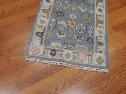 Colorful Turkish oushak hand knotted wool Transitional Design 2x3 Rug - Picture 13 of 15