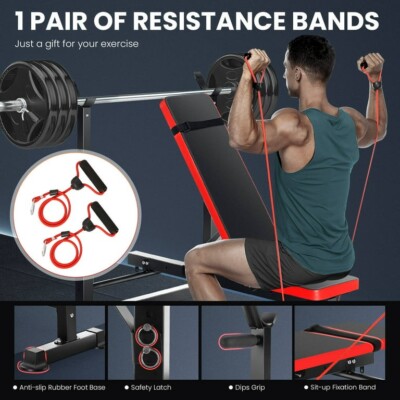 4 in 1 Adjustable Olympic Weight Bench Set with Leg Extension & Leg Curl 600lbs-