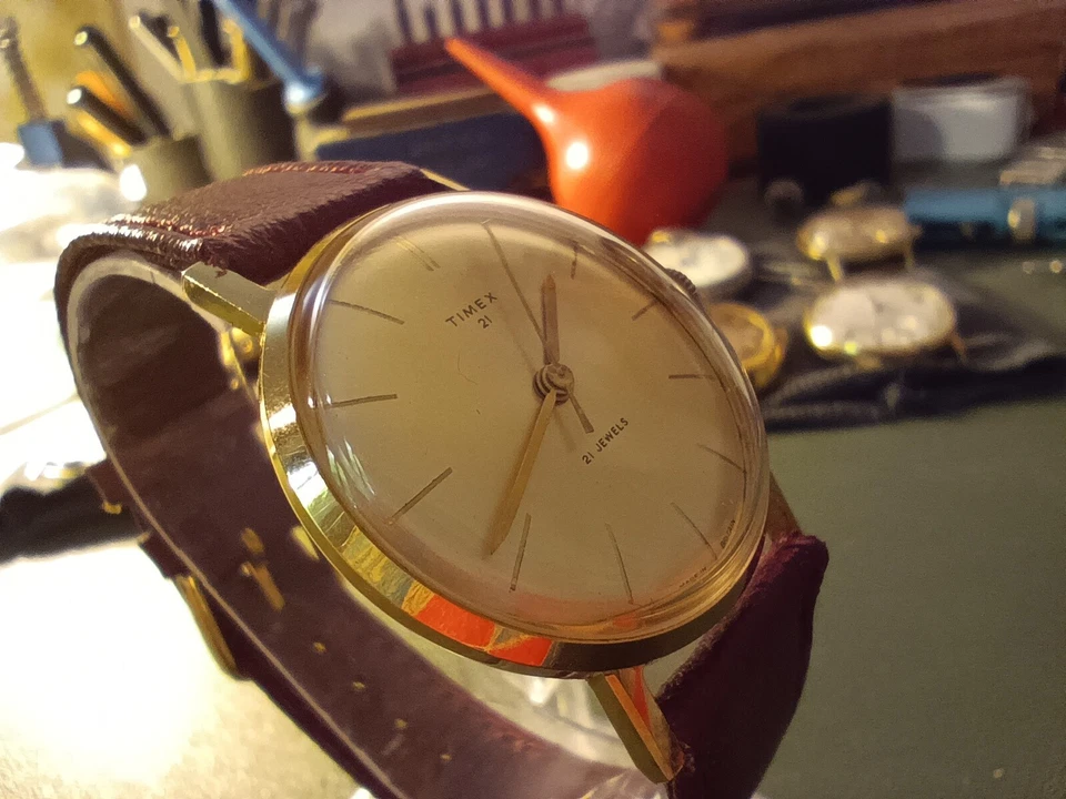 Vintage 60's Timex 21 Jewel Watch Great Britain - Immagine 3 di 4